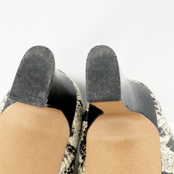 Franco Sarto Womens Cream Black Reptile Faux Leather Zip Heel Bootie Size 8 - Picture 9 of 10